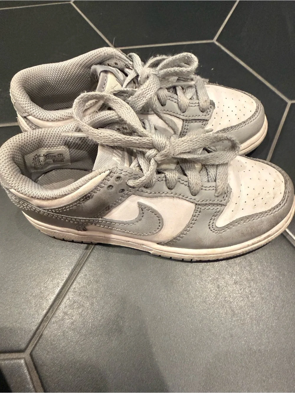 Nike Kids Light Gray and White Skate-Style Sneakers